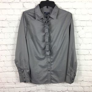 Gap gray long sleeve button up shirt blouse medium